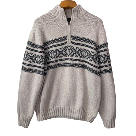 Eddie Bauer Other - EDDIE BAUER 1/4 Zip Fair Isle Sweater Men XL Wool Blend Chunky Knit Winter Ski